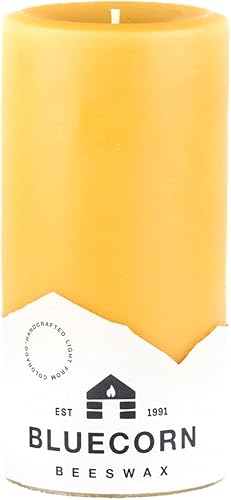 Bluecorn Beeswax Velas de pilar de cera de abeja 100% pura, velas de cera de abeja natural, velas amarillas sin perfume, sin soja, parafina y