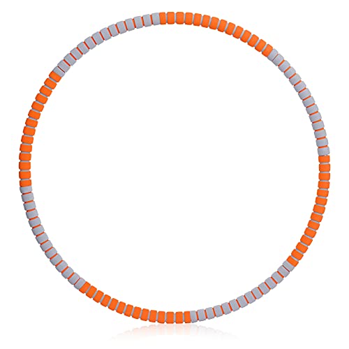 Exercise Hoops, Fadeker Fitness Hoop for Women Men, 8 Section Detachable Weighted Hoop, Weighted Fitness Hoop, Workout Hoop with Soft Padding, Hoop for Weight Loss Burning Fat Training, Orange-Gray