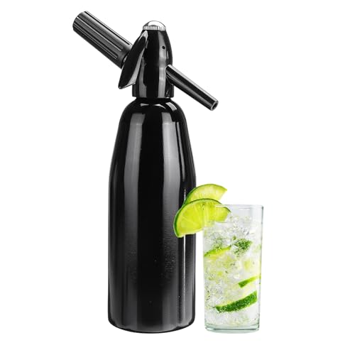 AstraLoom Soda-Siphon 1L Tragbare Aluminium-Getränkemaschine für Sprudelwasser & Cocktails (Schwarz)