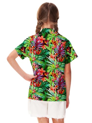 Image of Remimi Unisex Kids 4th of July Button Up Shirt Boys American Flag Print Hawaiian Beach Short Sleeve Tops 5-14 Years