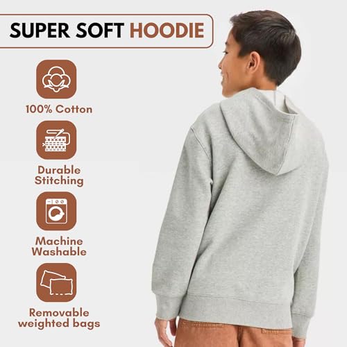 Kids Zip Up Hoodie Sweatshirt for Children & Young Adults - Unisex Weighted Zipper Hoodie for Kids4