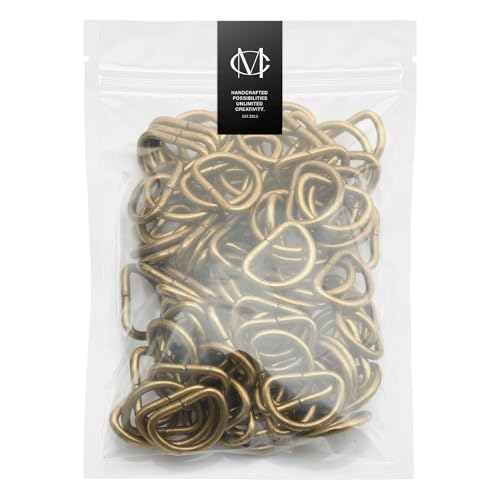 CRAFTMEMORE 100 Pack 3/4 Inch Metal D-Rings Non Welded Dee Ring for Bag Belt Lanyard DIY Craft Accessories (Antique Brass)