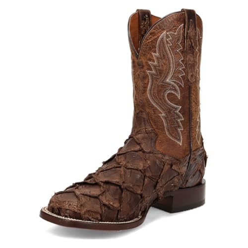 Dan Post Brown/Brown Raymond 11 inch Shaft Men's Pirarucu Broad Square Toe Boots DP5011, Brown, 9EW by Dan Post - Image 4
