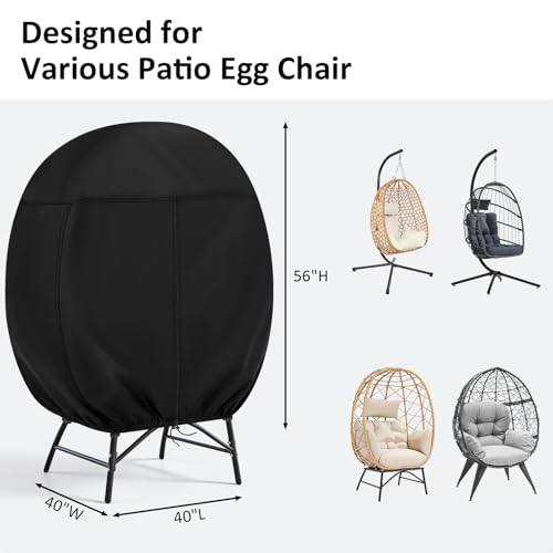 TheElves Egg Chair Cover, Outdoor Egg Chair Covers Waterproof Heavy Duty for SWITTE NICESOUL DoubleTT LEX CRAFT LEVELEVE Yechen CHABATREE Vongrasig Swing Chairs Lounge Chairs - 40"W x 40"D x 56"H by TheElves - Image 4