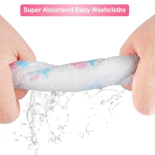 Image of softan Baby Washcloths, 24Pack Baby Wash Cloths Extra Soft & Ultra Absorbent, Baby Towels Face Towel Unisex for Boys Girls Face & Body, Washclothes Gentle on Sensitive Skin, 9''x 9'' Strawberries