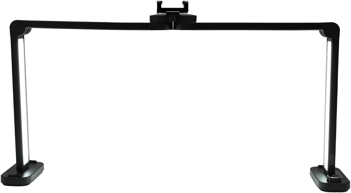 CGBE Foldable Nail Desk Light: 33.5" Half Moon Light with Phone Holder for Esthetician, Black