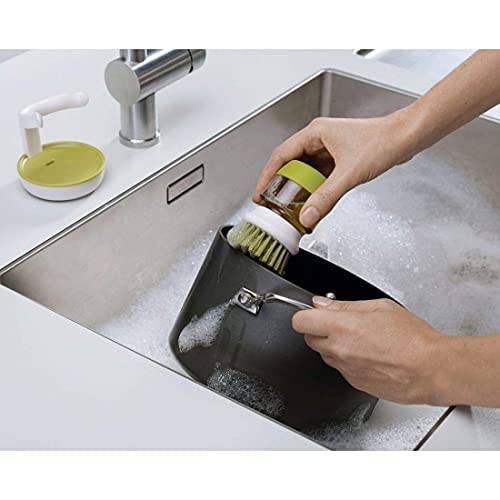 Qureza Plastic Cleaning Brush with soap Dispenser for Kitchen Sink washbasin,Dish Washer with Storage Stand Holder,Palm Scrub soap Dispenser Washing-up Brush 1