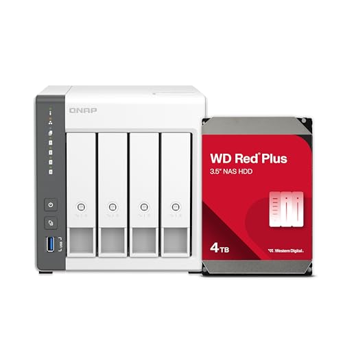 Image of QNAP TS-433-4G-44W-US 4 Bay NAS with 12TB Storage Capacity, Preconfigured RAID 5 WD Red Plus HDD Bundle, 2.5GbE Ports