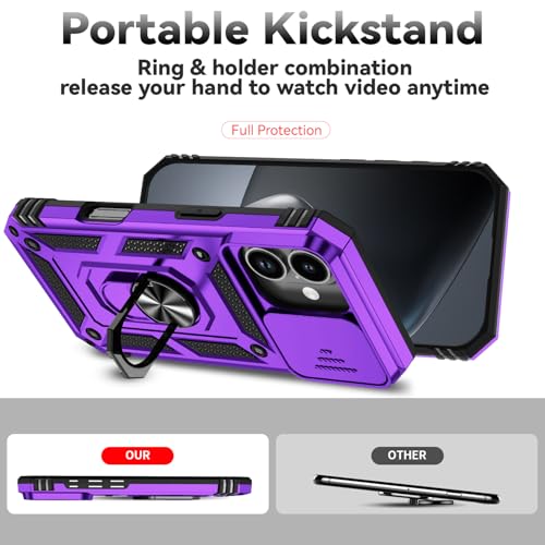 Hitaoyou Compatible with iPhone 17 Case 6.3", iPhone 17 Magnetic Case with Camera Cover & Kickstand Military Grade Shockproof Cover Dark Purple by Hitaoyou - Used condition - Image 5