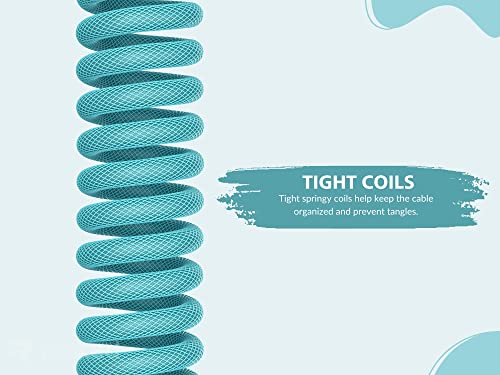 Image of Ranked Coiled Keyboard Cable | Handcrafted Double-Sleeved Braided Cable | USB Type C to A | 5-Pin Aviator Connector for Custom Mechanical Gaming Keyboard | Support Fast Charge 20W (Blue Malibu)