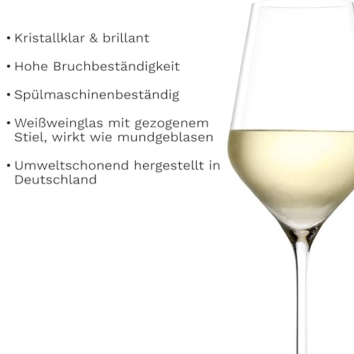 Foto von Stölzle Lausitz Weißweingläser Quatrophil 6er-Set 405 ml – Hochwertige Weingläser ideal für Weißwein & Aperitif – Eleganter Weißweinkelch aus Kristallglas – spülmaschinenfest & Made in Germany