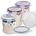 Overnight Oats Container with Lids (4-Piece set) - 16 oz Plastic Containers with Lids - Oatmeal Container to go | Portable Cereal and Milk Container on the go | Airtight Snap Lock Storage Jars