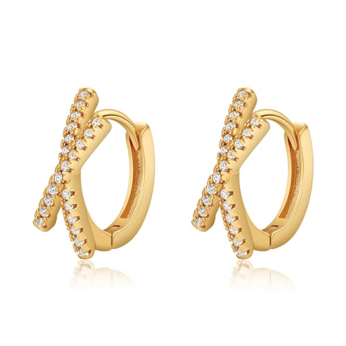 VIROMY Gold Hoop Earrings For Women,14K Gold Plated Gold Chain Earrings Cubic Zirconia Stud Ear Cuff Earrings for Women Dainty Dangle Earrings Lightweight Earrings Jewelry for Gifts