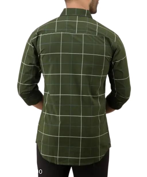 Image of Mahima Ethnic Centre's Men's Checkered Cotton Blend Long Sleeve Button Down Casual Plaid Shirt