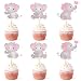 Faisichocalato Pink Elephant Cupcake Toppers It is A Girl Baby Shower Cupcake Picks Decoration Baby Girl Birthday Party Supplies 48pcs