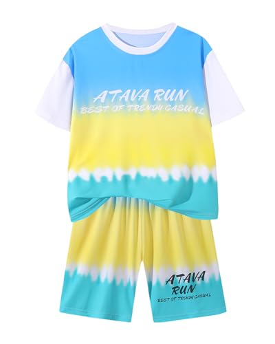 JiAmy Kids Sports Outfit Set Breathable Athletic Clothes for Boys & Girls Active Play Running Training Blue 5-6 Years