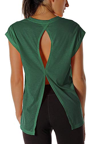 Yoga Shirt Manches Courtes Respirant icyzone Haut Fitness Anti-Transpirant