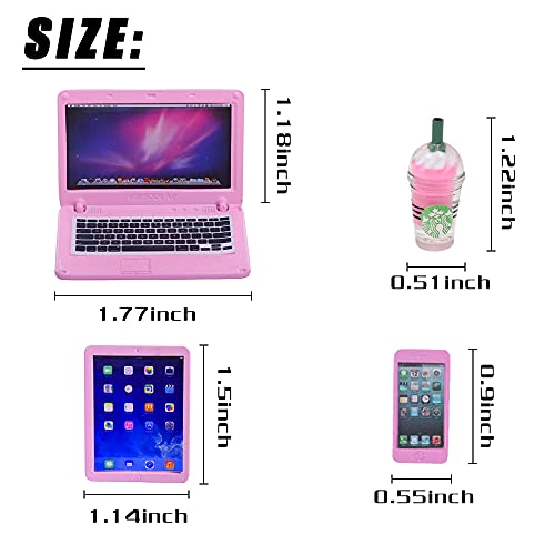 QICI 6 Pcs Dollhouse Decoration Accessories, Dollhouse Mini Laptop Computer Tablet Phone and Coffee Simulation Accessories for Doll 1/6 1/12 Miniatures Toy Set - Thumbnail 3