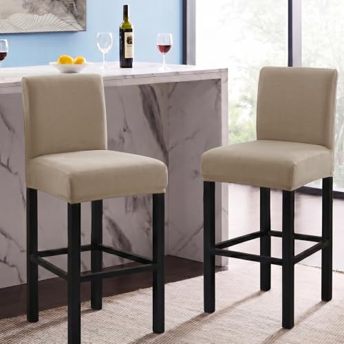 Image of FUANGUI Bar Stool Covers Set of 2, Waterproof Stretch Bar Stool Seat Covers | Washable Removable Bar Chair Covers with Backs Slipcovers, Bar Chair Covers Square for Kitchen Dining Room Cafe