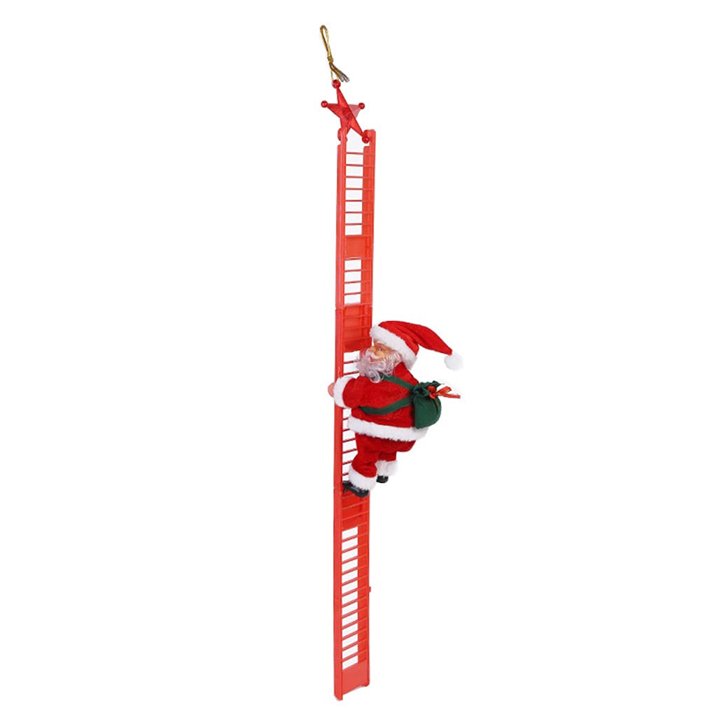 Amangul Red Christmas Ornament Electric Climbing Ladder Santa For Tree Santa Climbing Ladder Hanging Equiments For Party