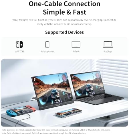 TECLAST 16.1인치 휴대용 모니터 1080P FHD IPS 디스플레이, V16Q — 사진 7