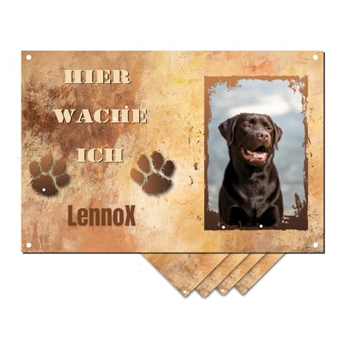 Hundeschild personalisiert – 30×20 cm – mit Foto & Wunschtext/Name – hochwertiger Druck, wetterfest & UV-beständig – Haustür, Zaun, Garten – individuelles Hunde-Schild für Endkunden