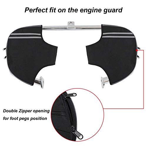 AUFER Motorcycle Highway crash bar Cover Soft Lowers Chaps Leg Warmer bag Multifunctional storage bag for Touring Street Glide Road King Road Glide Electra Glide and Trike Models 1980-2020