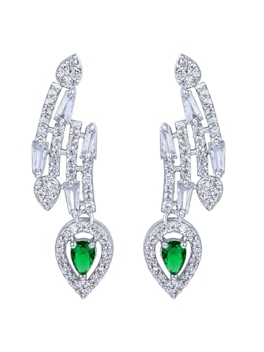 Image of ASMITTA Jewellery American Diamond Necklace Set Rhodium Plated Choker Necklace with Earrings for Weddings, Parties & Festivals