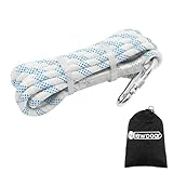 NewDoar 10 mm Marine-Schwimmseil mit Haken, Robuste, Geflochtene Polyester-Festmacherleine/Schlepp-/Ankerleine für Boote, Yachten und PWC-Vorgespleißter Edelstahlhaken(Weiß,6M)