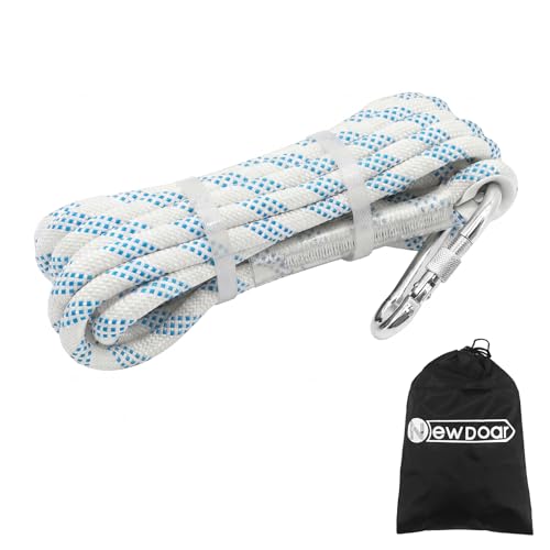 NewDoar 3/8in(10mm) Marine Braided Dock Rope with Hook - Heavy Duty Polyester Mooring/Towing/Anchor Line for Boat, Yacht, PWC - Pre-Spliced Stainless Steel Hook White-6M