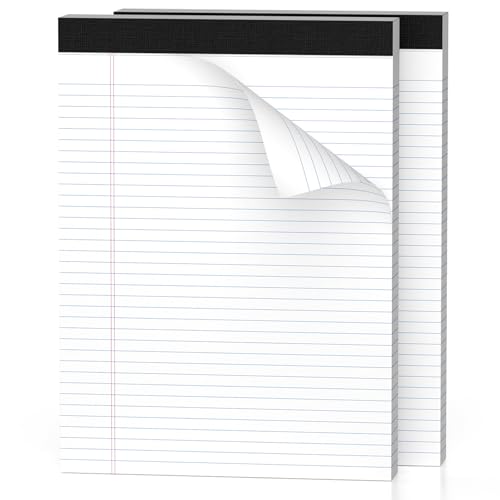 Roneky Notizblock A4 Legal Block, 2 Stück Weißen Papier Block Liniert, Notizblöcke Schreibblock Liniert A4 Schmal Ruled Liniertes Papier Notizblöcke 30 Blatt Pro Schreibblock für Schule, Haus, Büro