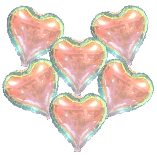 Image of 18 Inch Clear Transparent Iridescent Heart Balloon, Love Rainbow Crystal Heart Shaped Balloons for Valentines Day Wedding Bridal Shower Baby Shower Birthday Party Decorations Supplies