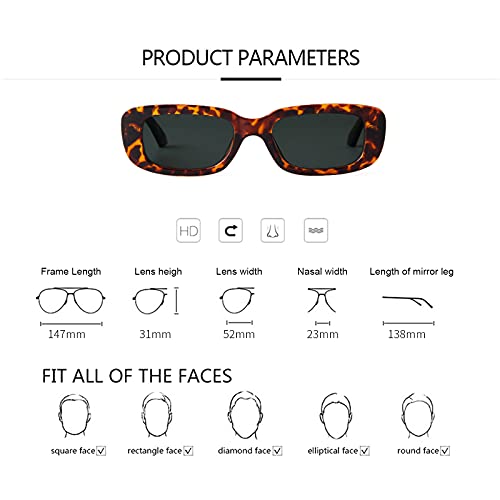 Image of ADE WU Rectangle Sunglasses for Women Men Retro 90s Sunglasses Trendy Black Tortoise Shell Glasses Y2K