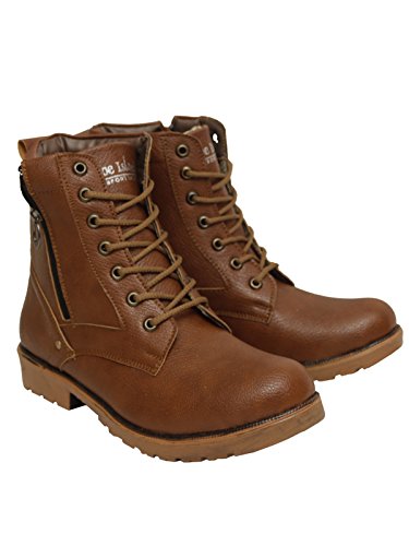 Image of Shoe Island Rider-X Solid Leather Tan Brown Zipper High Ankle Length Bike Riding Long Boots For Men (HB9711), Size 10 UK /India