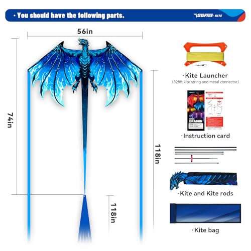 image for SGftre Complete Kite with Handle, Line & Accessories,Easy to Fly for K
