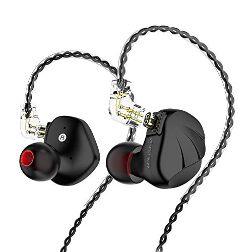 TRN VX 6BA 1DD Hybrid Drivers Earphones 10mm Dual-Magnet DD HiFi in Ear Monitors Magnesium Alloy Shell with 0.75mm 2 Pin Original IEM Cable(No Mic, VX Black)