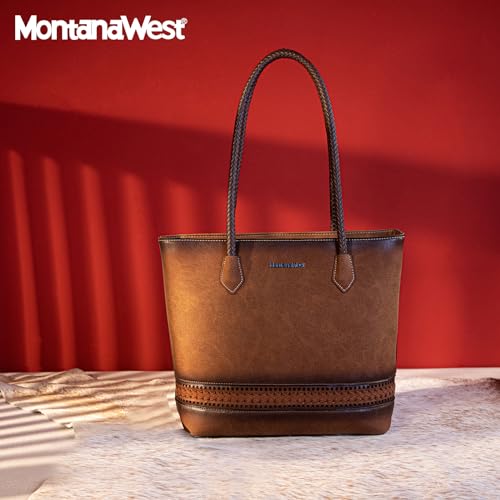 Image of Montana West Woven Tote Bags for Women Purses and Handbags with Back Zipper Pocket