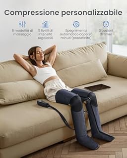 RENPHO Massaggiatore Gambe a Compressione d’Aria per Massaggiare e Rilassare Polpacci e Cosce, 6 Modalità & 5 Intensità, Massaggio Gambe a Copertura Totale 360°, Regalo Uomo & Regalo Donna
