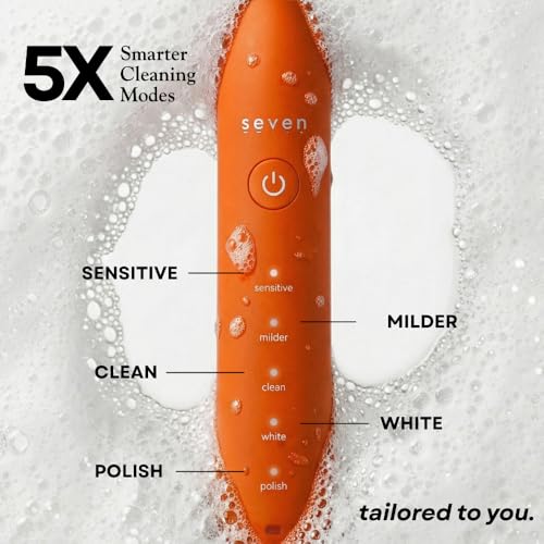 Image of Seven Oral Care SuperBrush Pro Electric Toothbrush for Adults | Rechargeable Toothbrush with Advanced Cleaning Technology | Soft Bristles | Gentle on Gums | Ergonomic Lightweight Design | Daily Oral Care (Sunset Orange)