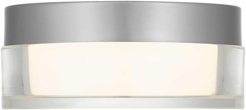 BOWERY HILL Modern Stainless Steel Outdoor LED Flush Mount, 6-Inch Silver Finish, Acrylic Diffuser, 3-CCT Adjustable Lighting, Wet-Rated Fixture for Porch or Indoor/Outdoor Use