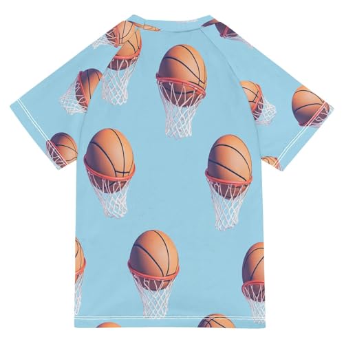 Boys Short Sleeve T-Shirts Basketball Hoop Ball Rashguard Kids Swim Shirts Sun UPF 50+ Multicoloured2