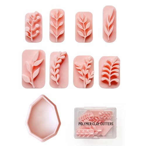Zzcy 9 Cortadores Pendientes Arcilla Polimerica Forma de Hojas, Moldes de Arcilla Polimérica para Aretes, Sellos de Arcilla de Hojas para Pendientes de Bricolaje y Otras Joyas