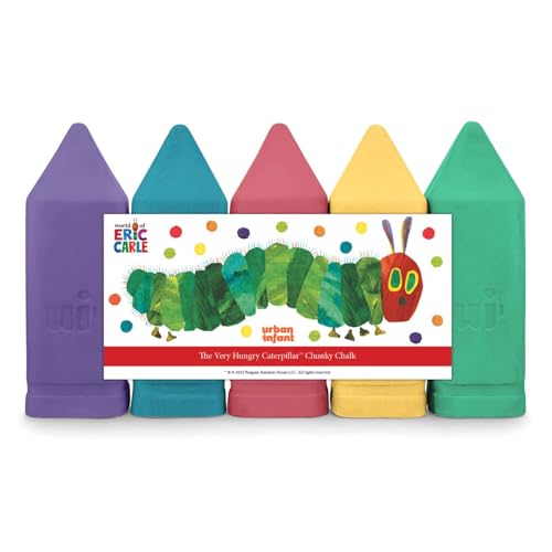 Urban Infant Non-Toxic Sidewalk Chalk for Toddlers 1-3 and Kids - Washable Outdoor Jumbo Chalk - The Very Hungry Caterpillar