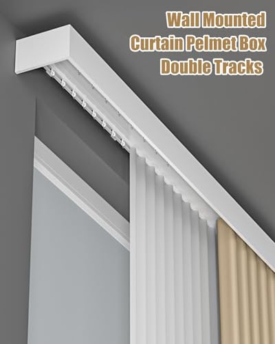 Rieles para cortinas blancos de 180 cm con poleas silenciosas y cenefa 3