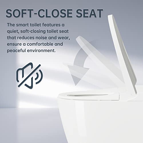 Little Meerkat Modern Smart Toilet | Intelligent Smart Toilets For Bathrooms | One Piece Electric Tankless Smart Toilet With Soft Night Light & Heated Seat & Toilet Automatic Flush, White #TOP2
