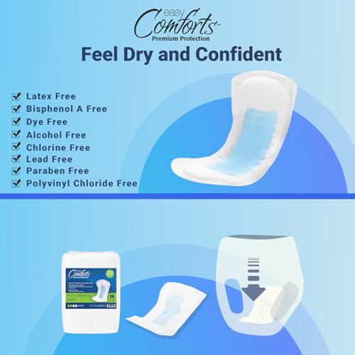 Confidence Incontinence Pads for Seniors, Super Absorbency for Day or Overnight Use, Safe for Sensitive Skin, Cotton Liner, Protects from Incontinence & Bladder Leaks, Pkg 20 Count by Easy Comforts