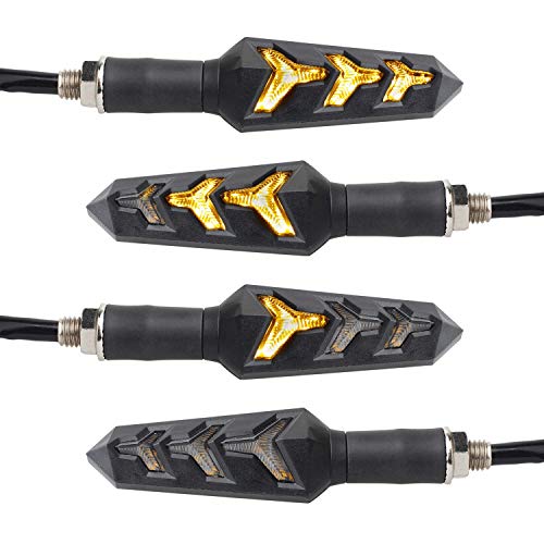 Image of NTHREEAUTO Sequential Motorcycle Flame Turn Signals, Front LED Light 12V Blinkers