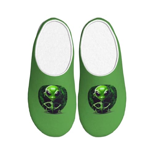 Pantoufles extraterrestre vert chaussons mixtes intérieur extérieur