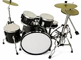 ROCKSTAR - Miniatura Batería Acústica Negra BMD020 con Bombo Removible – Réplica Profesional a Escala 20 cm – Set Completo con Platos, Soportes y Asiento – Artículo de Coleccionista Hecho a Mano