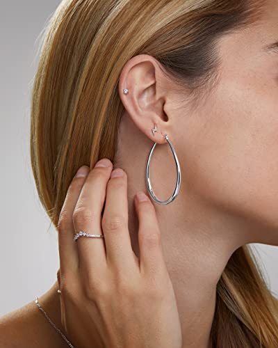 Milla Oval Hoop Earrings - Gold Hoops Or Silver Hoop Earrings For Women, 14K Gold Hoop Earrings & 925 Sterling Silver Earrings - Hypoallergenic & Lightweight (Sterling Silver Plated / 45 Mm - 1.8 In) #TOP3